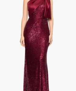 Pleated Floral One-Shoulder Chiffon Gown