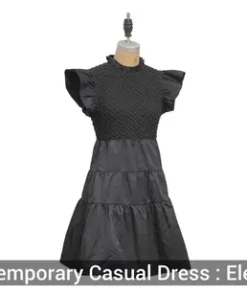 Contemporary Casual Dress: Elegant Pleated Print for Women