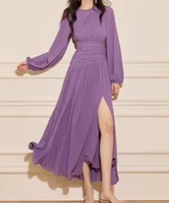 Sleeveless V-Neck Striped Linen Dress - Slim Fit MIDI Dress