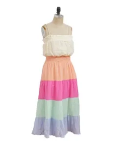 Za Women's Clothing Color Blocked Ribbed Suspender Mini Dress Sleeveless Backless Dress