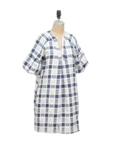 Gray Stripe Sweetheart Neckline Slim High Split Qipao Button Dress